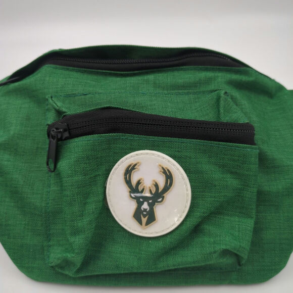 Green Milwaukee Bucks Fiserv Forum Canvas Double Pouch Fanny Pack Sling Belt Bag - Picture 2 of 5